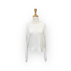 LNA White Long Sleeve Ribbed Top Size S Small